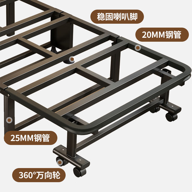 Folding bed cat claw leather lunch break single bed recliner camp bed office nap bed hospital accompanying bed simple bed sponge style cat claw leather 60*190 with 8 wheels