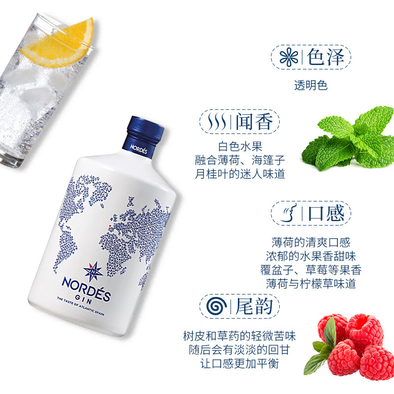 Nordes Gin, Spanish wine, Gin and Tonic, base wine, imported original bottle, 700mL, 1 bottle, Nordes Gin