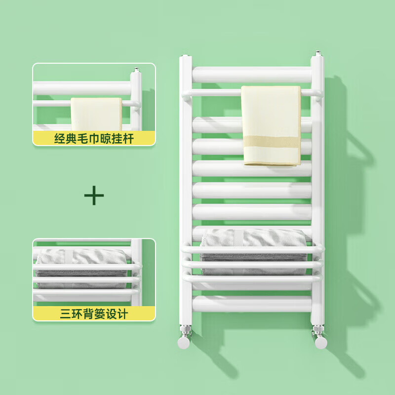 Huayu small basket radiator bathroom home water heating self-heating wall-mounted steel heater three-ring storage rack steel classic radiator gray 6040 (installation not included