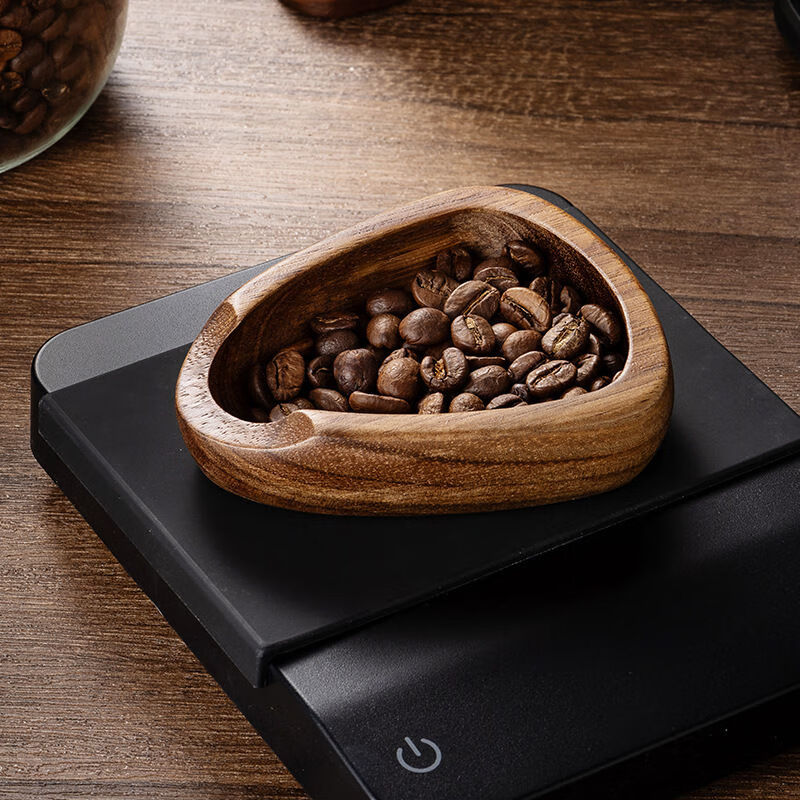 Coffee bean measuring tray walnut wooden coffee weighing bean tray spray coffee powder connecting bean tray tea spoon shovel Sapele style