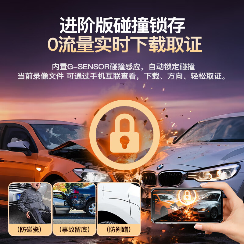 XIANNIAO driving recorder ultra-high-definition 360-degree panoramic view without blind spots 24 hours 4k wire-free front and rear dual recording parking monitoring front and rear panoramic three lenses + WiFi interconnection + 64G card car-mounted sentry mode camera full vehicle coverage anti-collision and anti-scratch starlight night vision