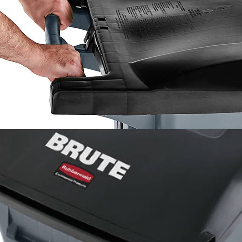 Rubbermaid Business Supplies Outdoor Pushable Pedal Trash Can with Lid and Wheels 120L 1971944 Gray Outdoor Garbage Recycling Garbage Classification Property Outdoor Trash Can Q