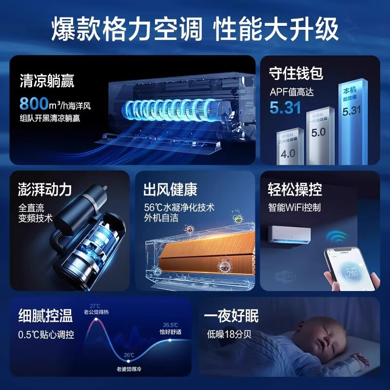 Gree air conditioner Yunjia Pro/Ai energy-saving prince 1.5 hp/1 hp new level of energy efficiency variable frequency heating and cooling bedroom air conditioner wall-mounted smart WiFi self-cleaning Yunjia pro丨 1.5 hp first level energy efficiency suitable for 15-22