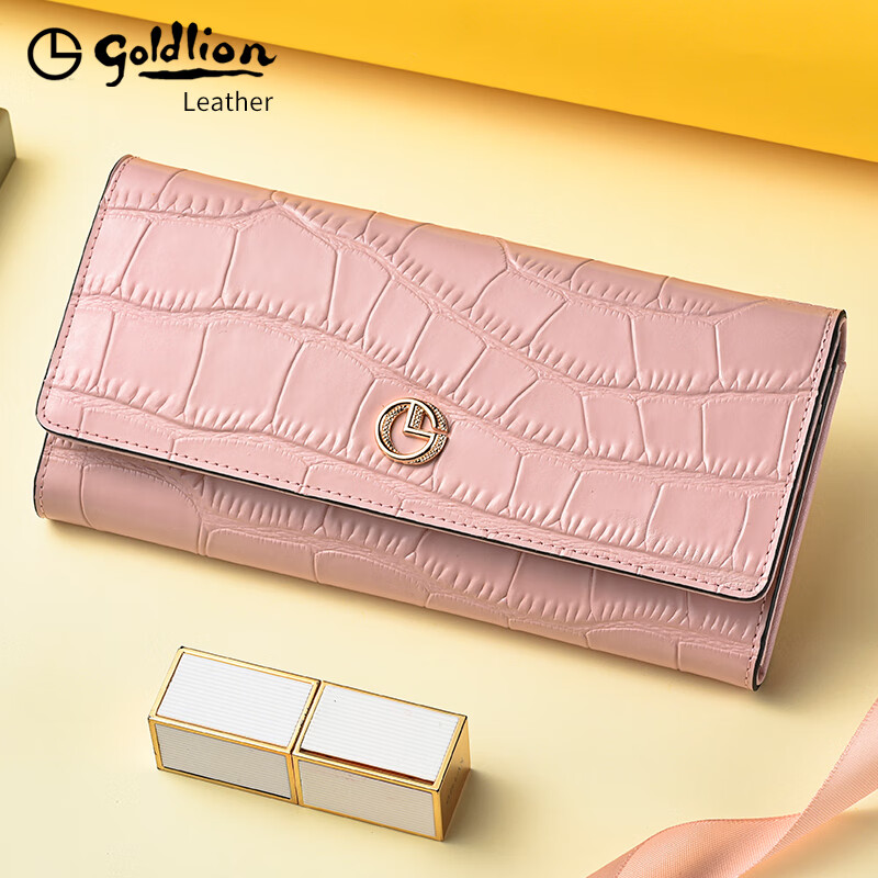 GOLDLION G+ Goldlion Wallet Women's Long Crocodile Pattern Leather Women's Clutch 2025 New Bag Fashion Handbag Women's White