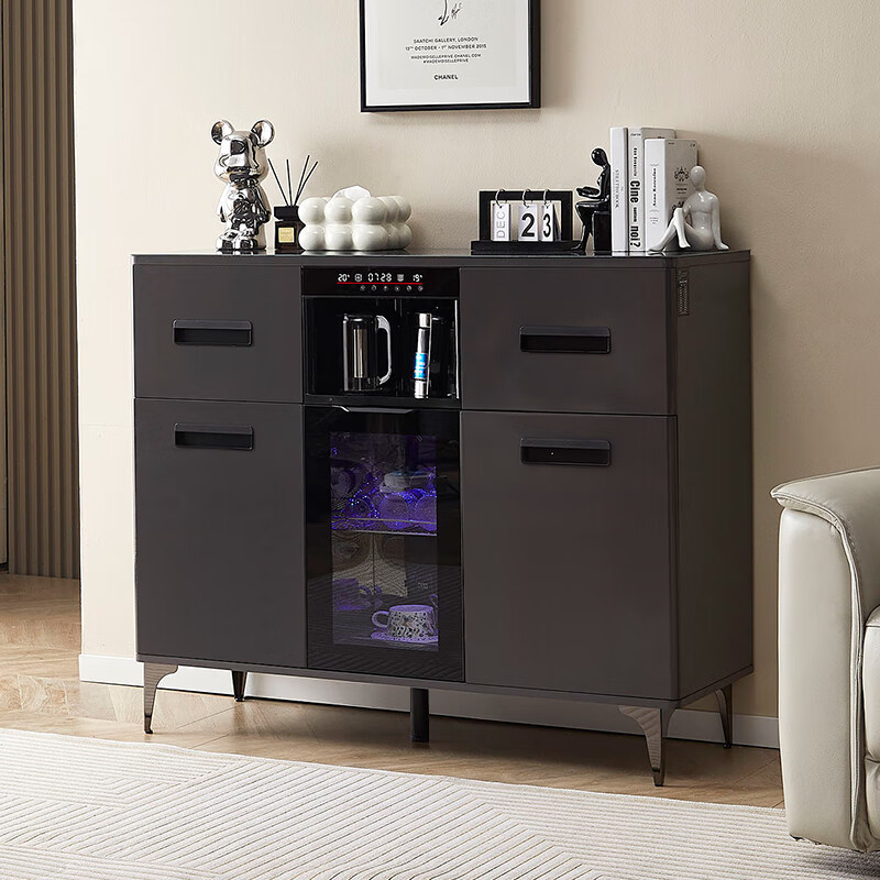 Tea bar machine cabinet integrated cabinet 2025 new multi-functional fully automatic smart tea cabinet with refrigerator refrigeration gray hot and cold type three doors with refrigerator refrigeration 1200*400*980