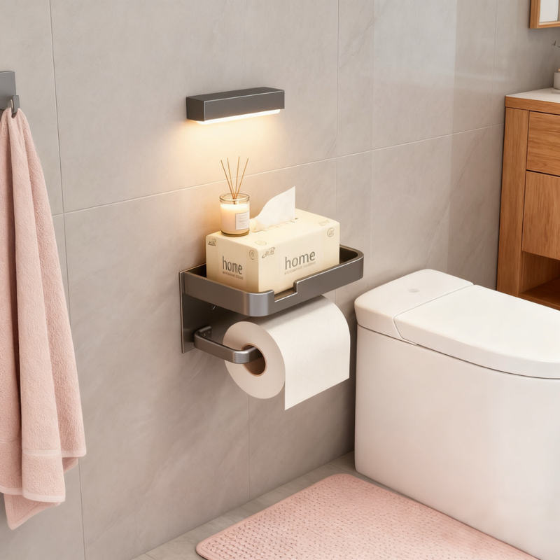 Xinpei bathroom tissue box space aluminum punch-free paper box tissue holder toilet paper box roll paper holder bathroom storage rack