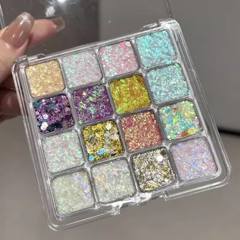 GECOMO Children's Eyeshadow Palette Stage Makeup Non-toxic Glitter Powder Sequins Super Shiny Crystal Eye Makeup Makeup Mermaid Sequins New Year's Day