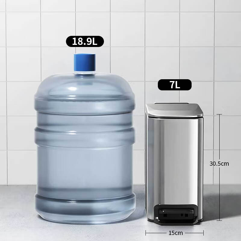 KUK foot pedal trash can stainless steel with lid narrow slit home bathroom kitchen living room toilet large paper basket 7L black