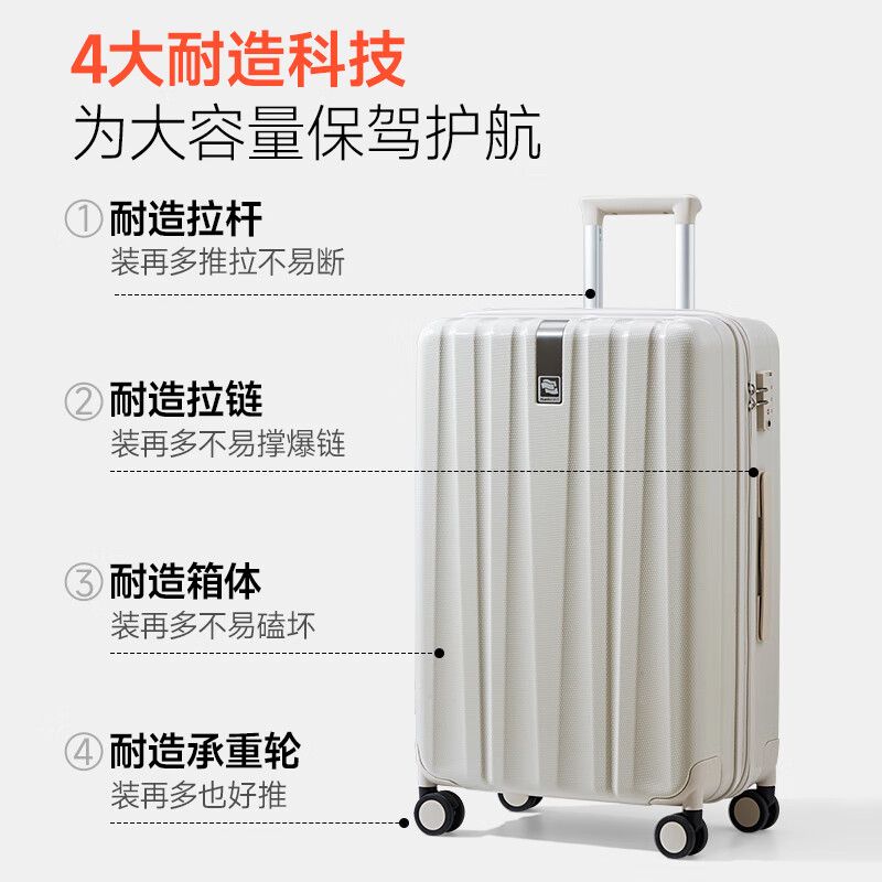 Han passenger suitcase large capacity storage trolley bag men and women small boarding code box difference travel suitcase student leather PC Rose White丨Platform Selection丨Most customers choose 24 inches regular version/check-in box/5-10 days travel