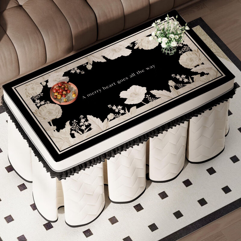 Shantou Lincun 2024 new style medieval style fire cover thickened fire table cover rectangular electric stove cover electric oven heating table cover 40 width x 40 length x 68cm high flower garden fire cover without table mat