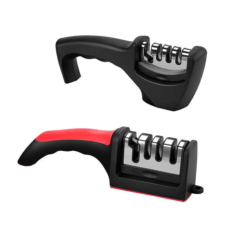 Rice harvesting multifunctional knife sharpening artifact new household kitchen knife scissors universal quick sharpening red and black #fourth gear #anti-slip knife sharpener