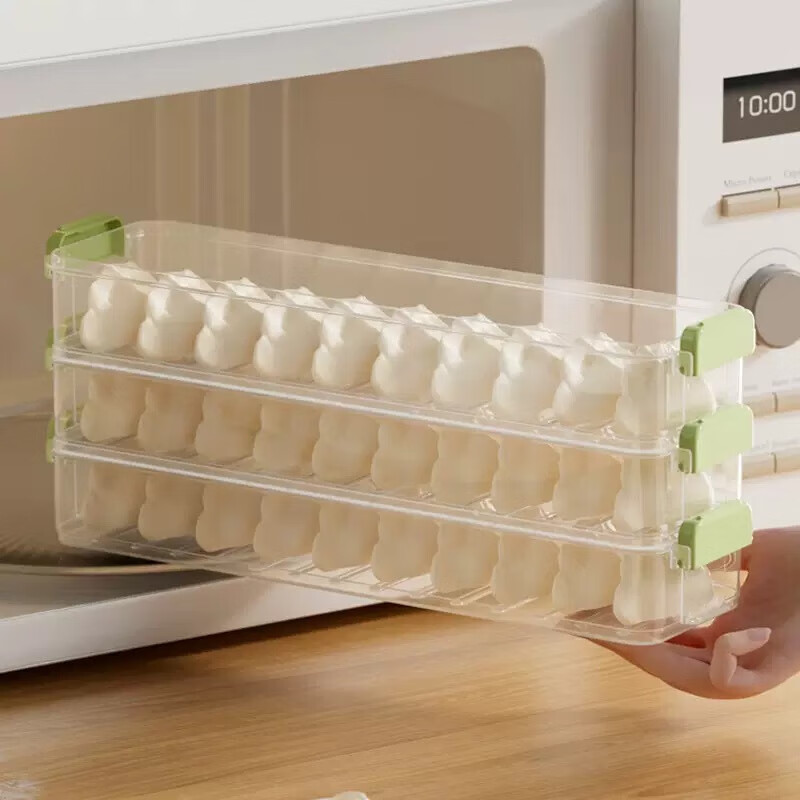 Seam dumpling freezer box refrigerator side door special crisper food-grade packing and organizing box space-saving dumpling box 5 layers 60 pieces yellow