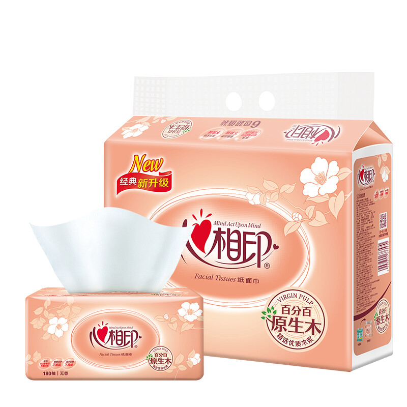 Xinxiangyin tissue paper, classic series, 3 layers, 110 tissue paper*8 packs, S size, 100% virgin wood pulp, soft tissue paper, old and new hair