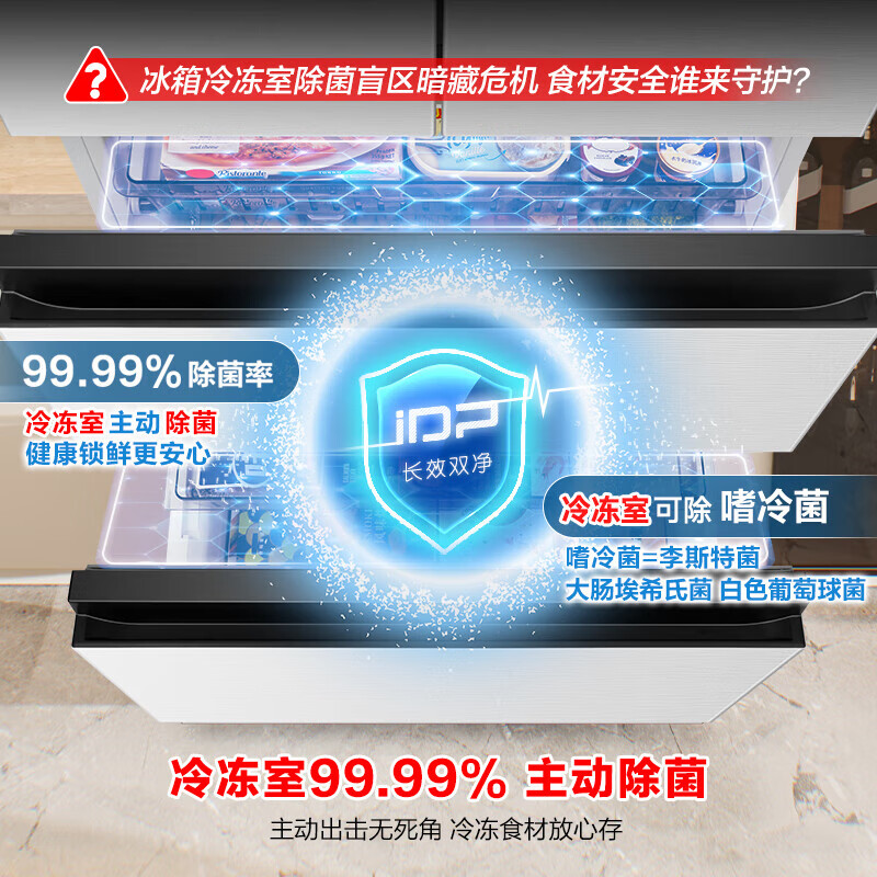 Rongsheng 526-liter dual-clean dual-system French-style multi-door four-door refrigerator household first-class energy efficiency air-cooled frost-free energy-saving large capacity BCD-526WD1MPA white national subsidy BCD-526WD1MPA white