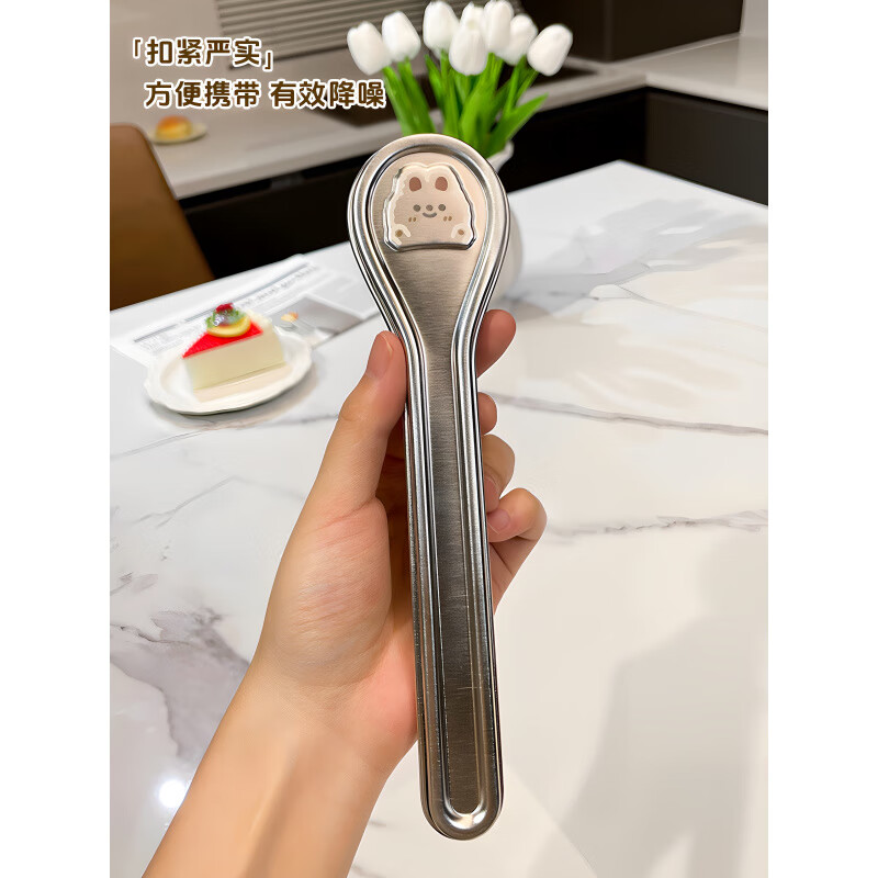 MZXM imported quality 304 stainless steel cutlery box from Japan, portable cutlery, chopsticks and spoons, personal box, chopsticks and spoon collection 04 Panda cutlery storage box (without cutlery) - single pack