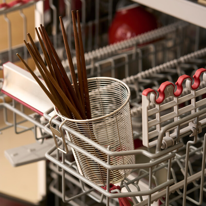 Four month 304 stainless steel chopstick barrel wall-mounted chopstick basket no punching drain rack storage box mildew-proof chopstick cage can be hung large (free hook) 304 stainless steel