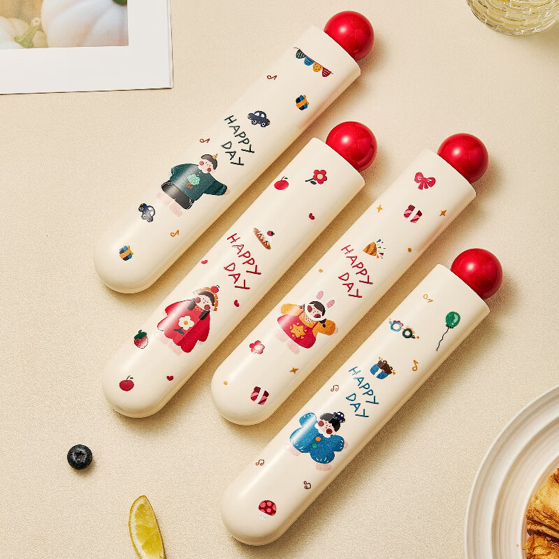 TREEJACK Cartoon 304 Stainless Steel Alloy Chopsticks and Spoon Set Children and Students Takeaway Portable Chopsticks and Spoons Boxed Tableware