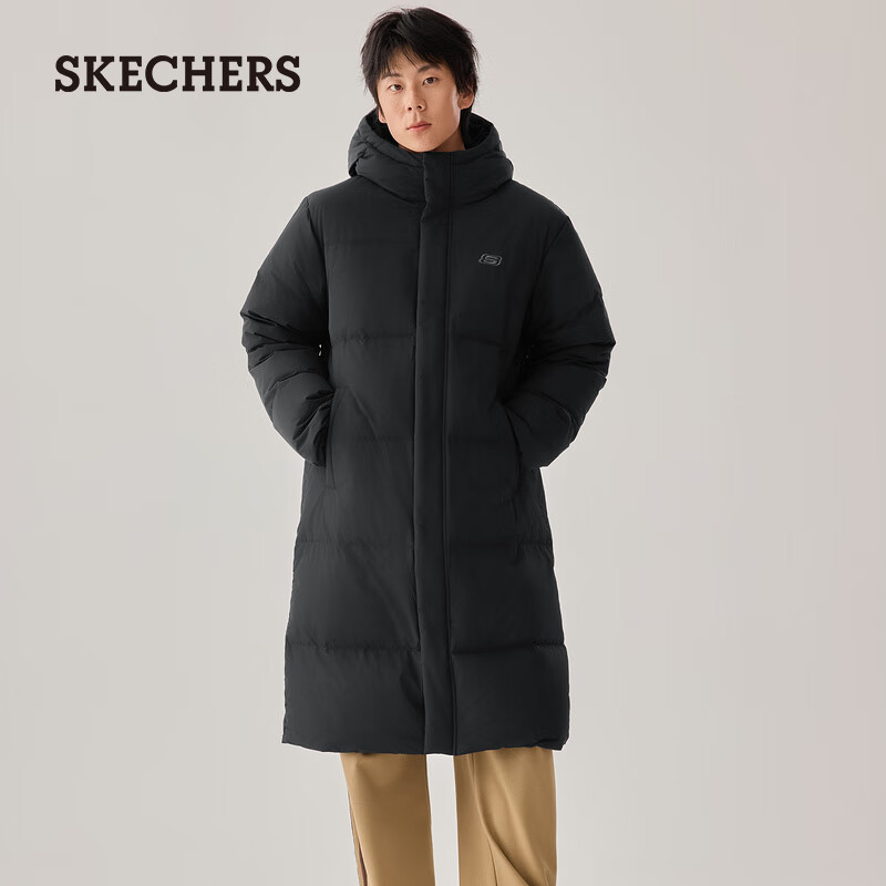 Skechers New Year's Gift Long Down Jacket Winter 2025 New Outerwear Coat Men's and Women's Same Style Jacket L425U107
