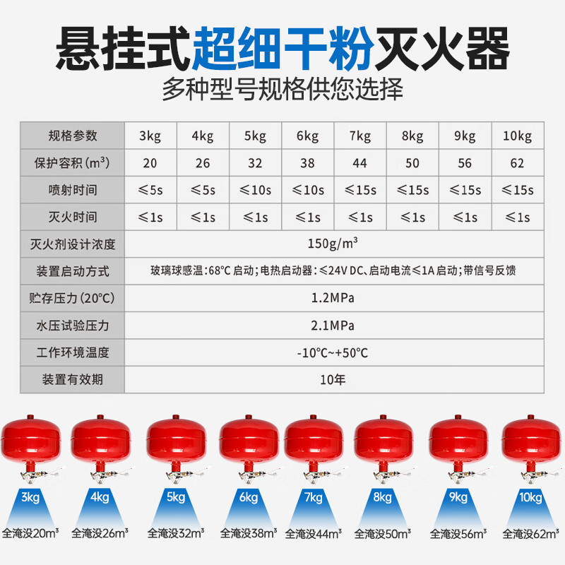 Suspended ultra-fine 4kg temperature-controlled fire-fighting hanging automatic fire extinguishing ball device in the machine room 30kg suspended heptafluoropropane fire extinguisher