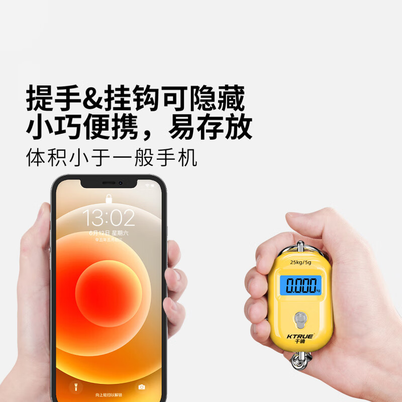 PGY Japan imported high-quality and accurate mini portable electronic scale high-precision household small portable crane scale spring scale Vitality Yellow 25kg rechargeable model