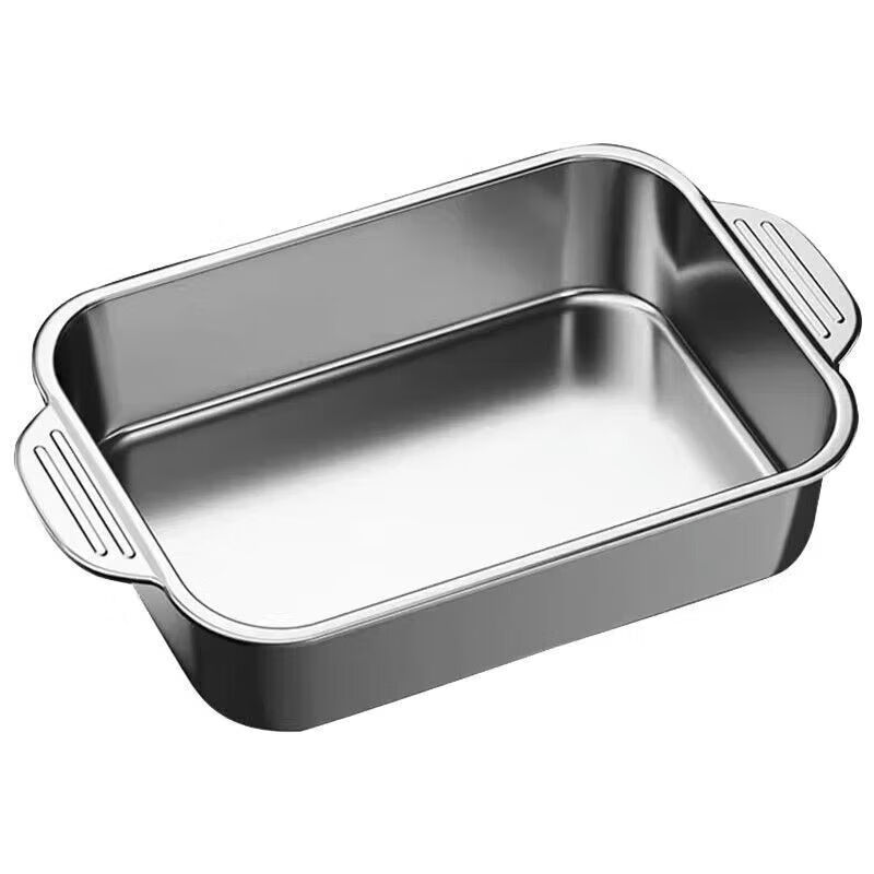 Stainless steel grilled fish plate, toasted bread plate, barbecue crayfish plate, dry pot rectangular tray, vegetable plate, boiled fish, grilled fish plate, large deep version 40*24.5*8cm