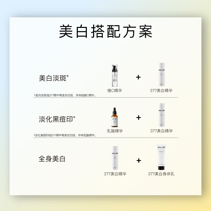 John Jeff377 Whitening and Anti-freckle Essence, remove yellow, brighten skin tone, lighten red acne marks and lighten spots brother-in-law 30ml