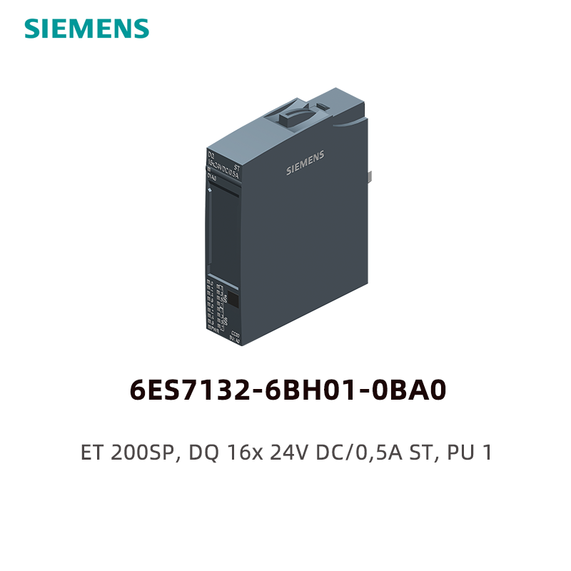 Siemens ET 200SP digital output module 6ES7132-6BH01-0BA0, DQ 16x 24V DC/0,5A ST, PU 1