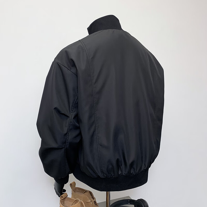 IZEXX bomber jacket men's autumn American silhouette short workwear stand collar baseball uniform JM88 black XL