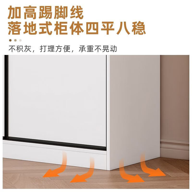 Jingxi Selection Mubote thickened solid wood wardrobe household double-door wardrobe bedroom rental room small apartment 200 main cabinet + top cabinet + side cabinet thickened version package installation package installation