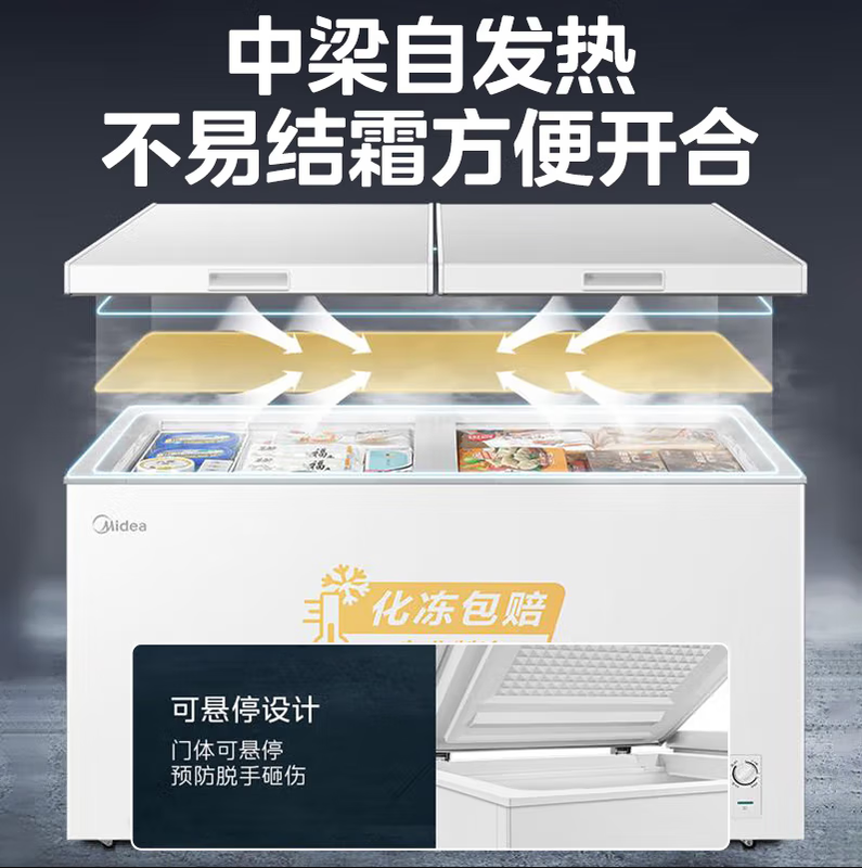 Midea Freezer 400/500/700 Liter Commercial Horizontal Large Capacity Freezer Single Temperature Cabinet Freezer Commercial Refrigerator Deep Freezing Quick Freezing Low Temperature Large Capacity Freezer Refrigerator 419L First Class Energy Efficiency丨PCM Steel Plate 419L