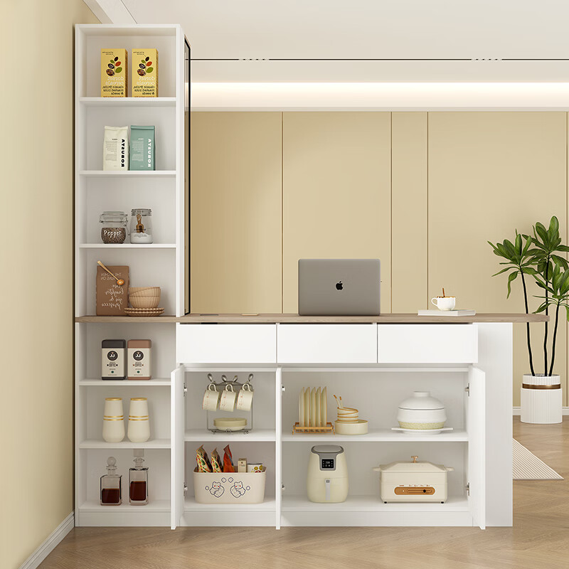 Xuepeng multifunctional leisure bar table kitchen island living room partition cabinet wine cabinet sideboard dining table integrated 6G374 style 1 (light + lift socket) 2300*600*2400