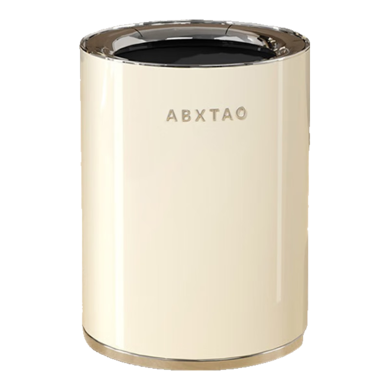 Bailu trash can for home living room, light luxury, high-end stainless steel, large capacity, bedroom, kitchen, toilet, high-looking 2025 new model, large electroplating model, cream white 15L, double barrel inside and outside