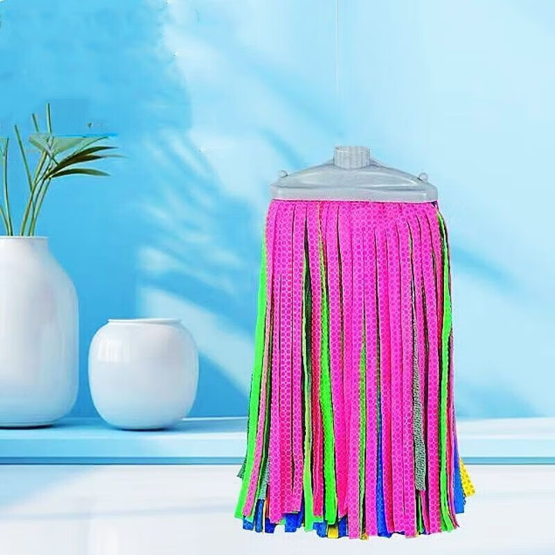 Deerskin mop rainbow chicken skin household round-head chicken skin wide-head mop hands-free mop old-fashioned traditional water-absorbing lazy man upgraded rainbow one mop head (whole cut)