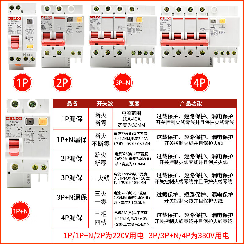 Delixi household air switch with leakage protector DZ47LE leakage protection circuit breaker leakage protection air switch 100A 3P