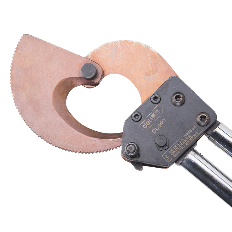 Deli professional grade ratchet cable cutter large mouth cable scissors steel strand cutter gear type bolt cutter scissors ratchet cable cutter 40mm DL-J40