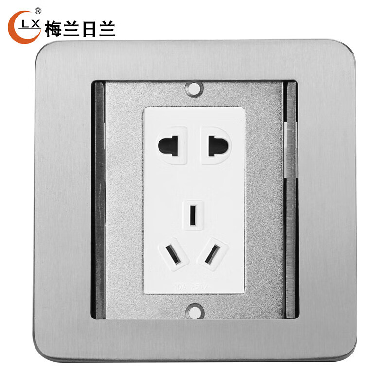 Merlin Gerin 304 stainless steel waterproof floor socket double door hidden five-hole floor ground socket five holes