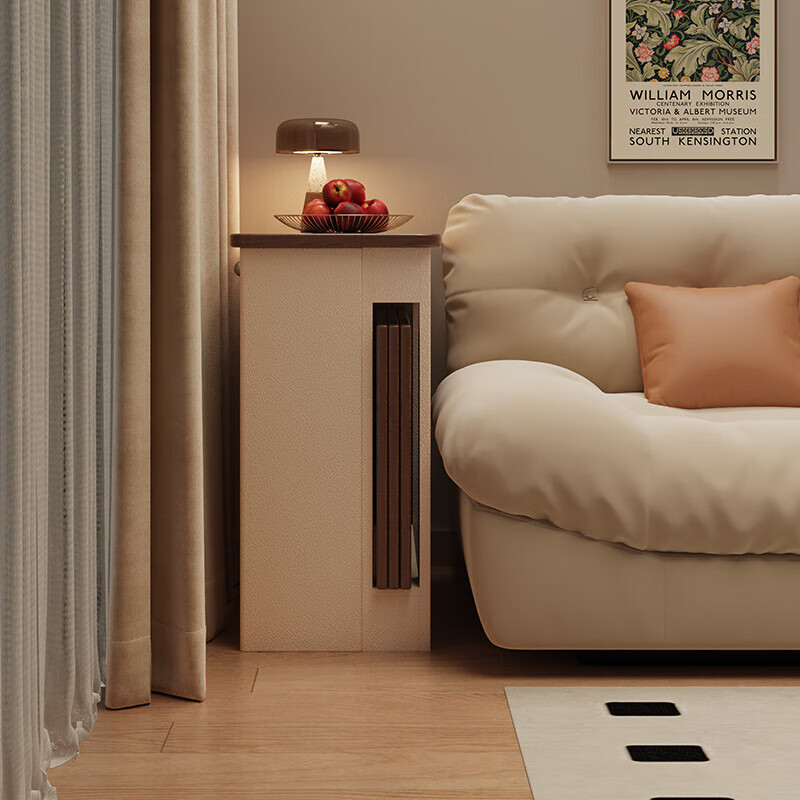 Isabel 80cm wide island dining table integrated retractable small apartment living room solid wood storage office desk sideboard丨built-in 8000w mobile rail socket