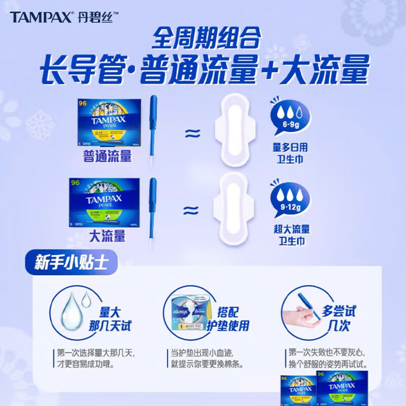 Danbis Canada imported built-in tampon radiant catheter-type menstrual cotton swab ordinary flow large flow Pearl series 96 large flow