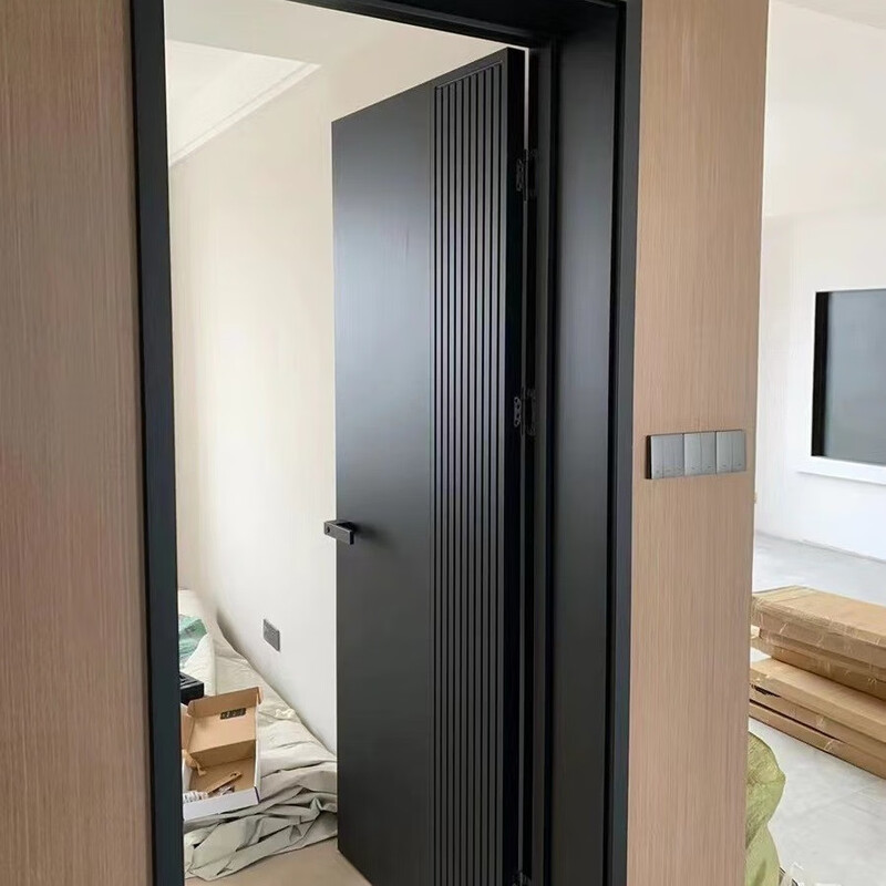 Black minimalist modern door wooden door solid wood composite paint-free paint bedroom paint-free soundproof door home interior door paint-free door package hardware