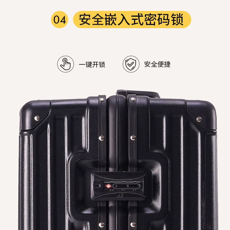 Boldun suitcase trolley case with large capacity 20 inches for men to board the plane 24 business trip check-in password suitcase, dark night black zipper style + lifetime warranty 26 inches can be checked in, suitable for more than 15 days
