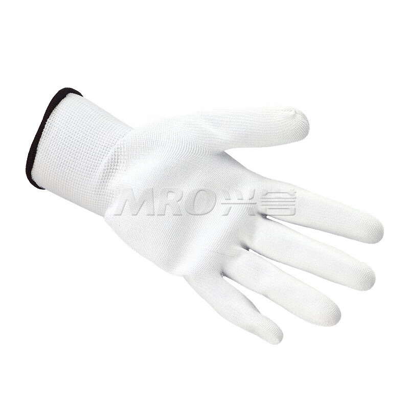 Henghui economical PU coated polyester universal gloves labor protection wear-resistant thin style breathable and comfortable white M medium size