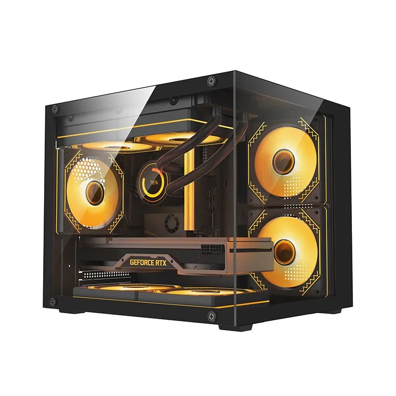 Panoramic room MINI PRO computer case desktop case ATX sea view room supports 360 240 water-cooled luxury case panoramic room MINI white + 5 colorful fans
