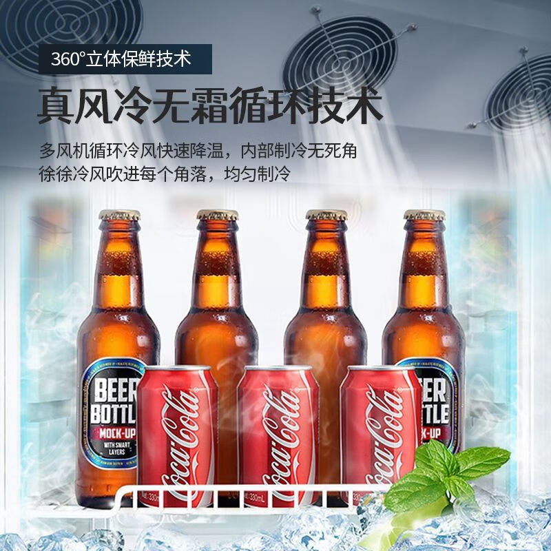 金榜top 冷藏展示柜饮料柜立式商用冰箱保鲜柜啤酒柜饭店超市 单门+红黑 直冷 基础款 7档调温