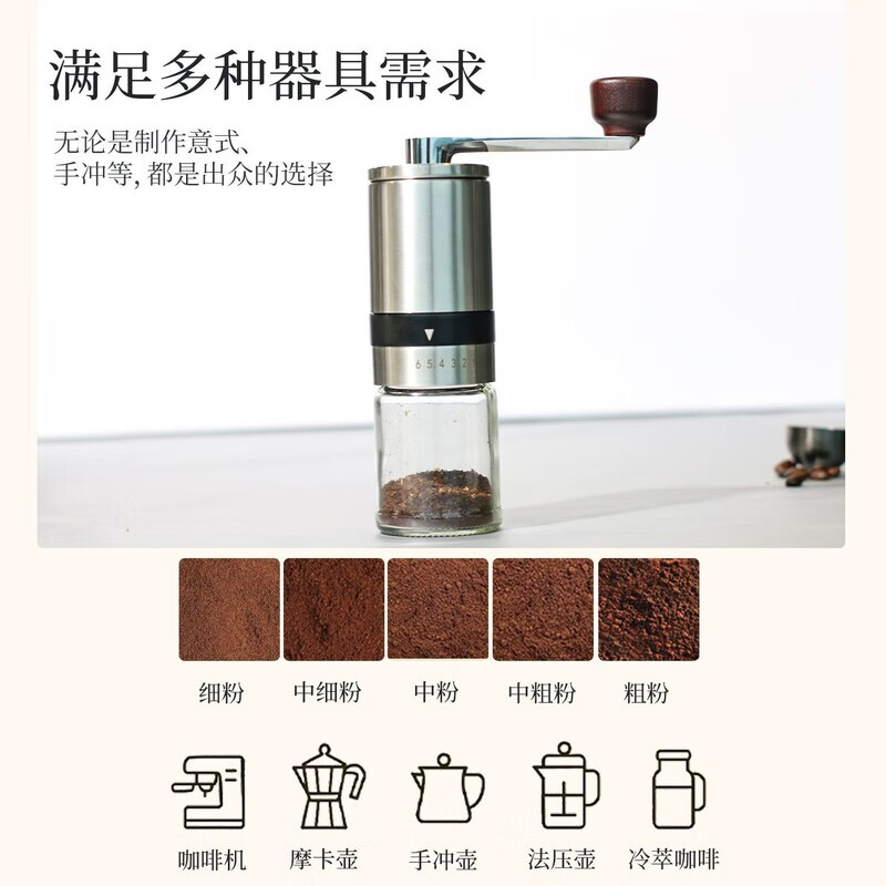Hand brewed coffee pot set gift box home outdoor equipment hand machine coffee bean grinding equipment complete set of coffee machine basic version 6-piece set - dedicated to coffee powder