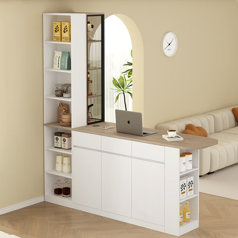 Xuepeng multifunctional leisure bar table kitchen island living room partition cabinet wine cabinet sideboard dining table integrated 6G374 style 1 (light + lift socket) 2300*600*2400