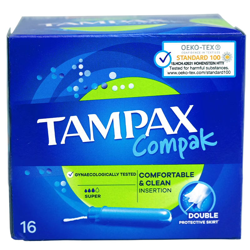 TAMPAX imported tampons, duct-type, non-sensory, built-in tampons, long duct, short duct tampons, large flow, 16 pieces, 1 box, short tube