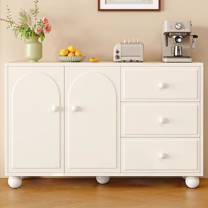 Other solid wood sideboards, light luxury, customizable Nordic style living room, wine cabinet, tea cabinet, multi-functional kitchen storage cabinet, cream white* thickened solid wood board* door-to-door delivery, double door 60CM* European style embossed door