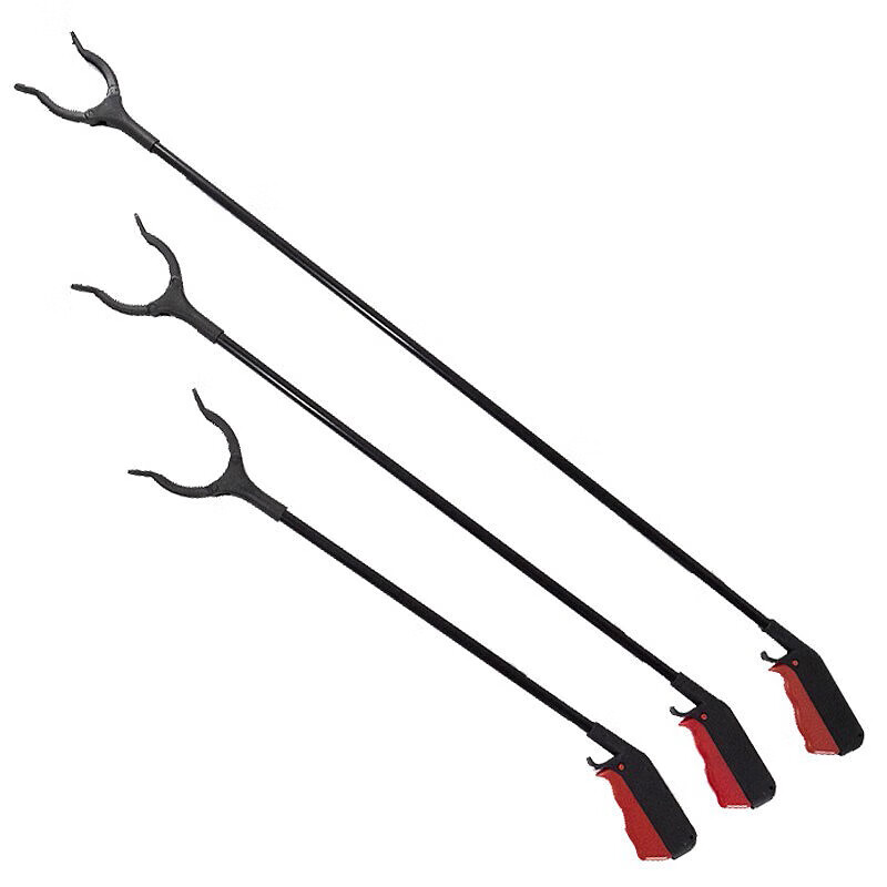 Hesdig Garbage Clip Cleaning Garbage Pliers Garbage Picker Sanitary Clip Garbage Picking Garbage Clip Picker Red Black 97.5cm (4 pieces) JG-895