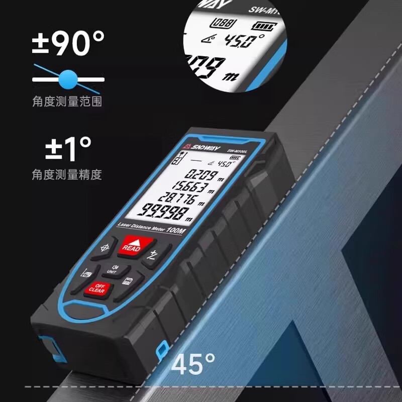 Shendawei Laser Distance Meter Cross Mark High Precision Handheld Line Casting Electronic Ruler Infrared Laser Ruler 50 Meter - Cross Mark + Level + 2 Meter Tape Measure