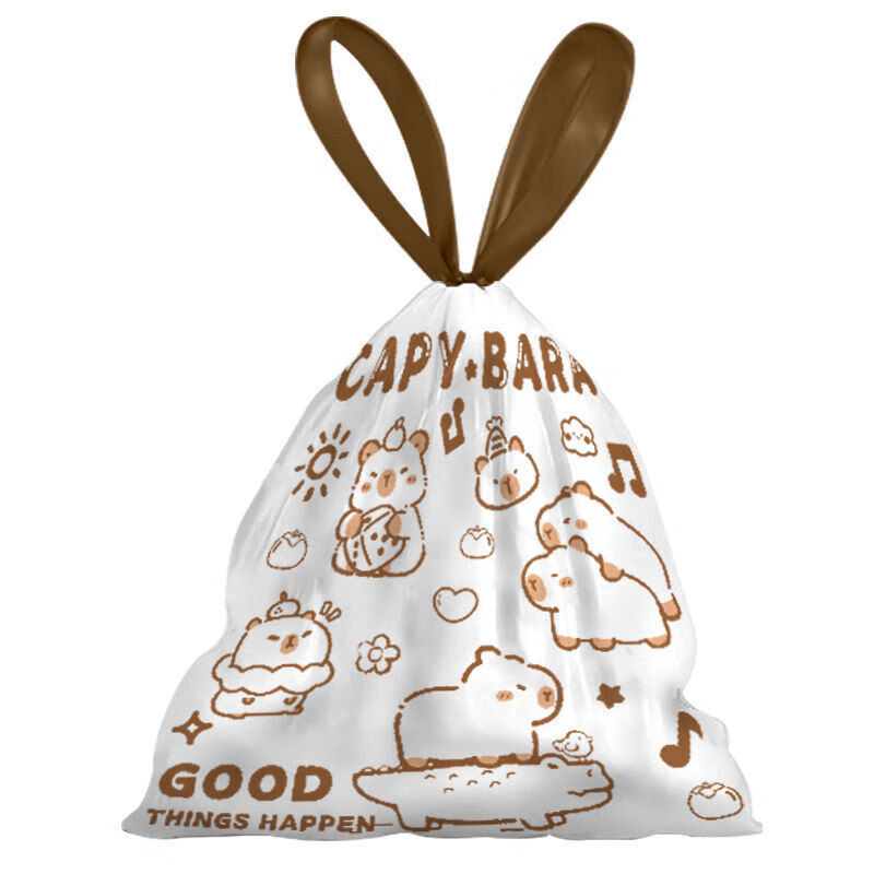 Kapibara drawstring garbage bag thickened portable tear-free kitchen plastic bag Kapibara cartoon drawstring garbage bag 30 pieces